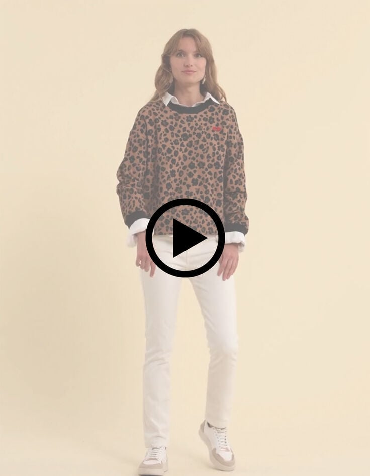 Sweat l&eacute;opard broderies coeurs I.Code-12