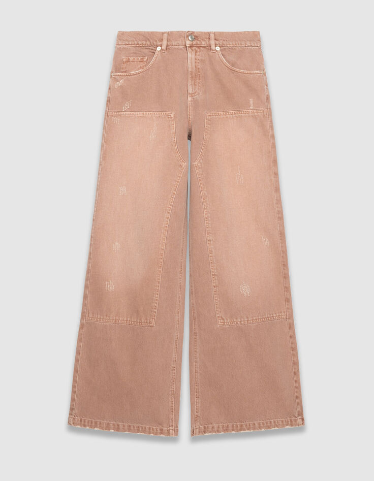 Rosa weite Damenjeans hoher Bund MILA-5
