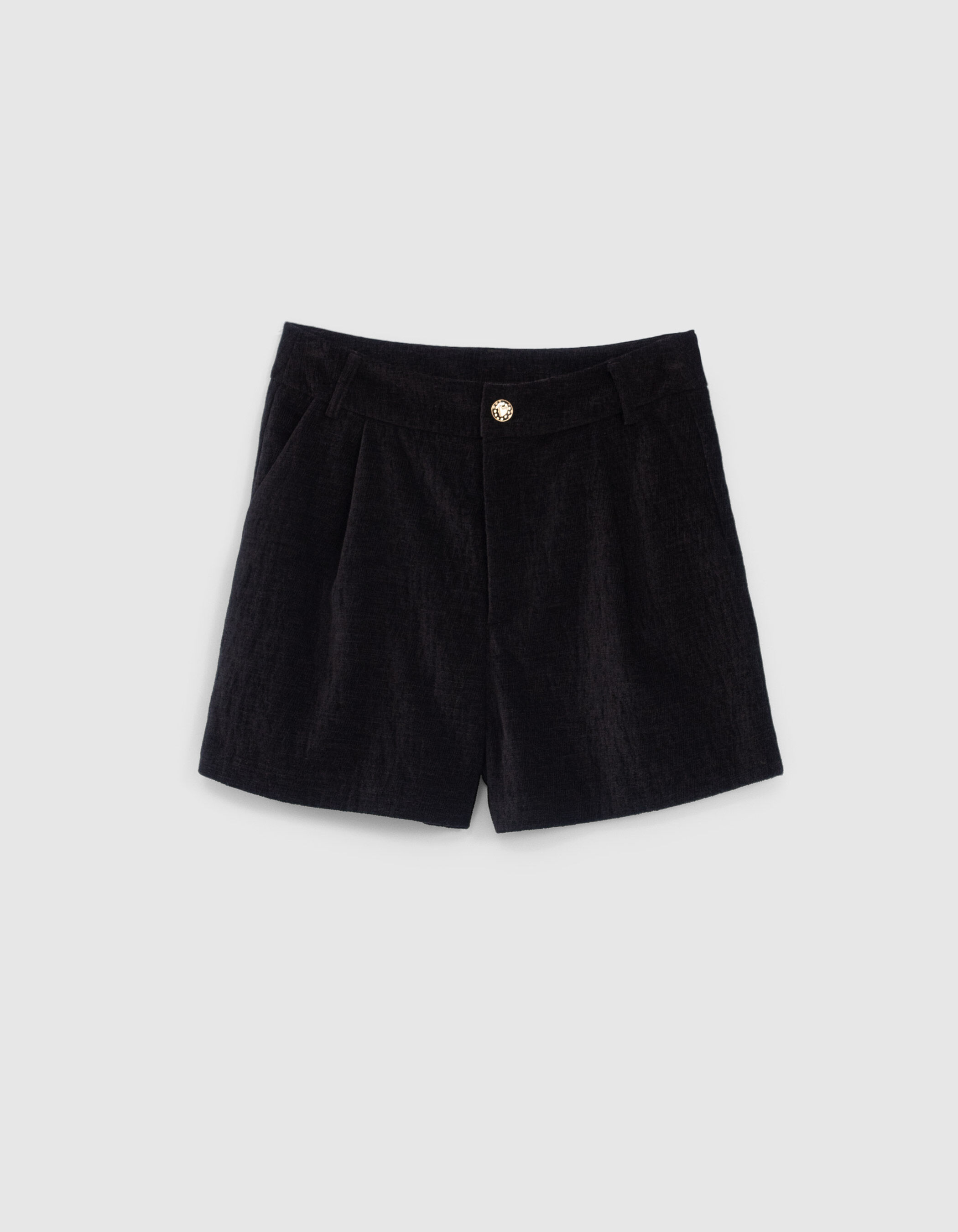 Shorts negros terciopelo relieve I.Code