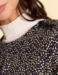 Schwarzes Top mit dezentem Leo-Blumenprint I.Code-4