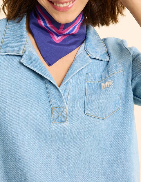 Top en jean bleu esprit vareuse I.Code