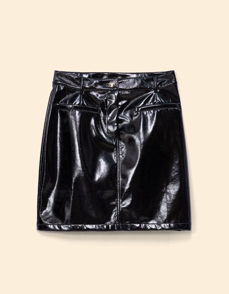 I.Code black vinyl short skirt-6 I.Code black vinyl short skirt-6