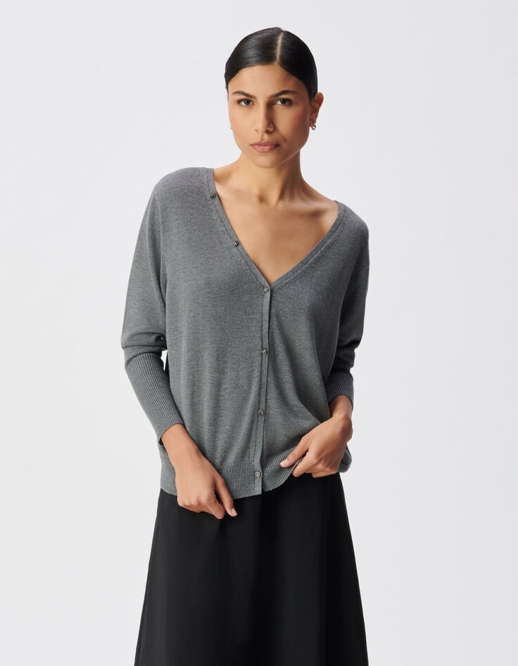 C&aacute;rdigan gris punto reversible mujer-4