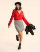 Chemise rouge fluide détail tresses I.Code-3