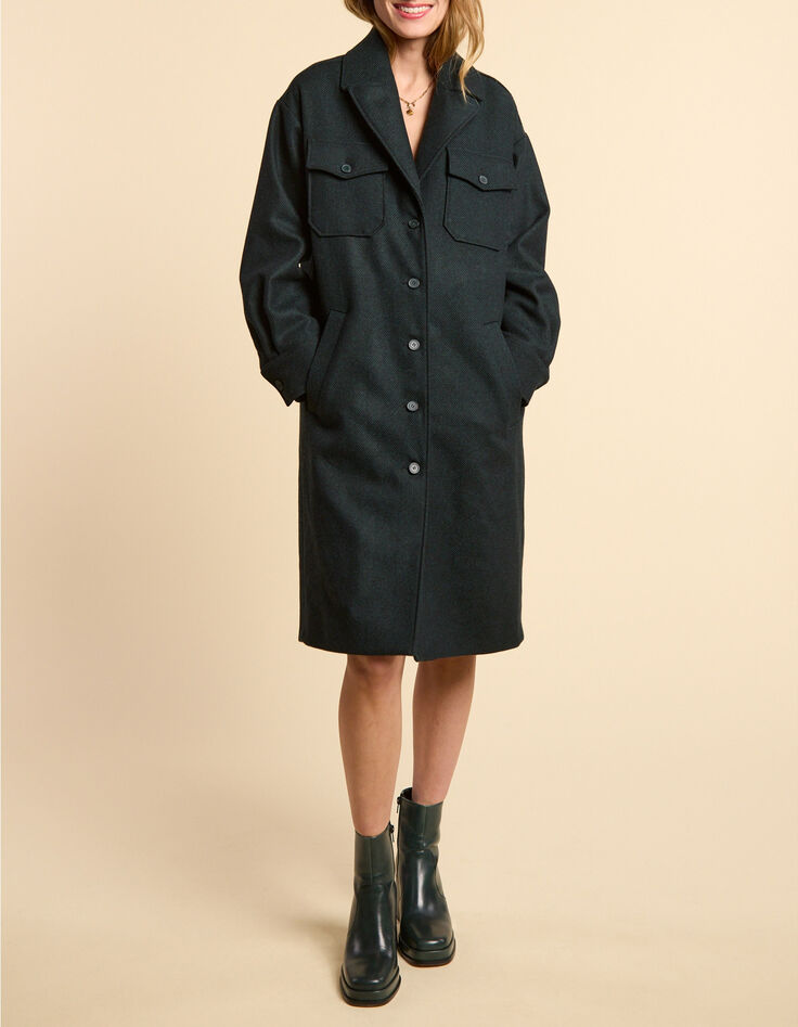 I.Code midnight green overcoat-2