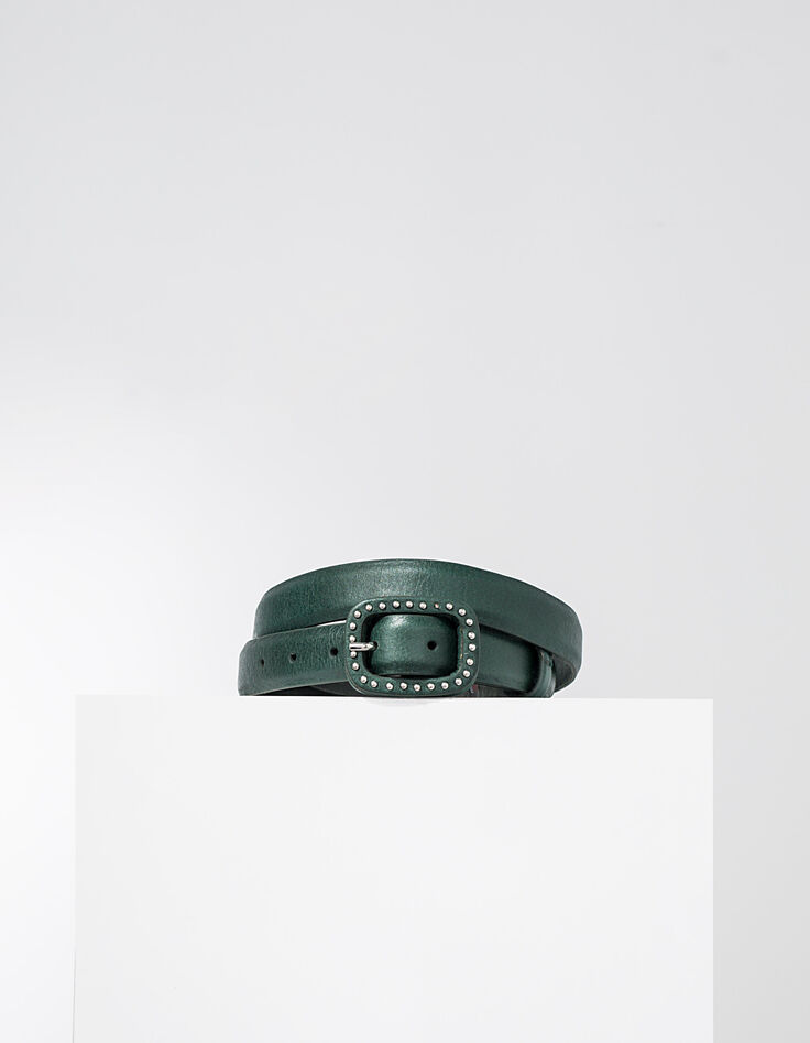 Cinturón verde pinegreen hebilla con remaches I.Code-1
