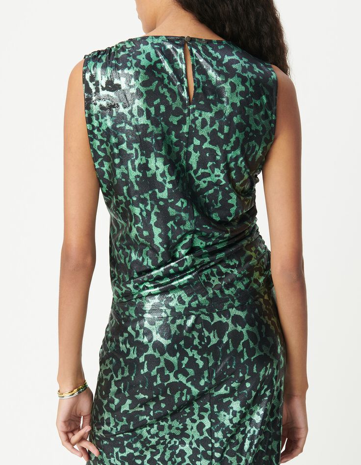 Gr&uuml;nes Damen-Top mit Metallic-Camouflage-Druck-3