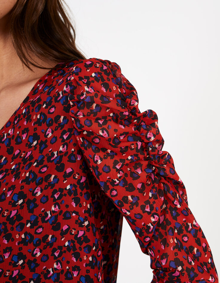 Bluse in Candy Red mit grafischem Blumen-Print I.Code-4