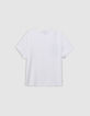 Wei&szlig;es T-Shirt Damen mit Fischgr&auml;ten-Stickerei-5