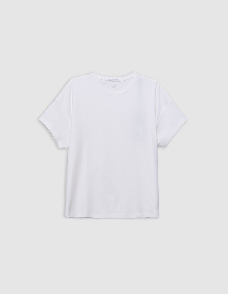 Wei&szlig;es T-Shirt Damen mit Fischgr&auml;ten-Stickerei-5