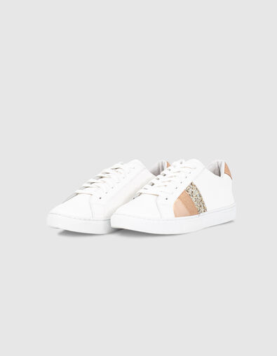 I.Code white leather trainers with gold details - I.CODE