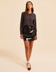 I.Code black shirt with winter floral print-6