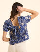 Top marine imprimé maxi fleurs nœud dos I.Code-1