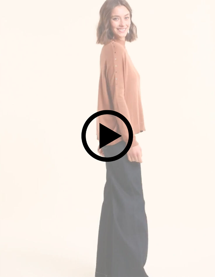 I.Code camel cape sweater knit decorative buttons-8
