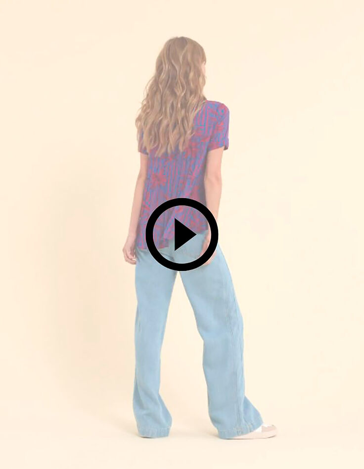 Top indigo imprim&eacute; palmiers I.Code-7