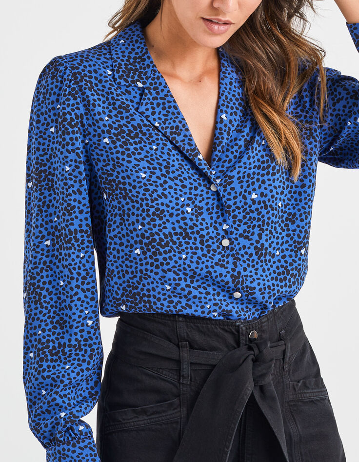 Camisa azul eléctrico estampado animal I.Code-1