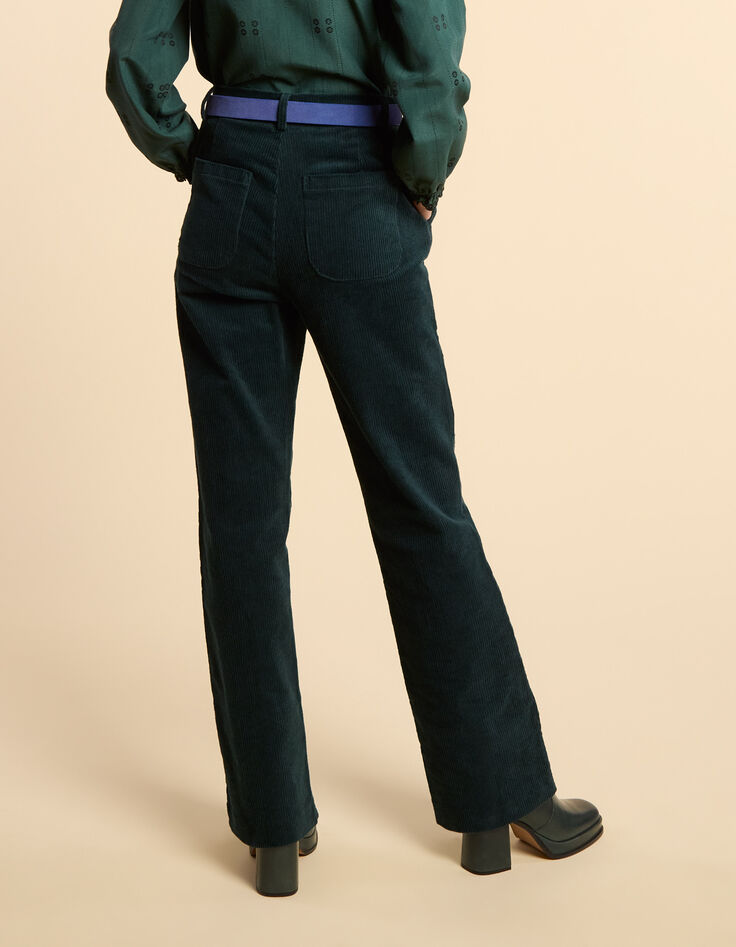 Pantalon de costume vert nuit velours c&ocirc;tel&eacute; I.Code-2