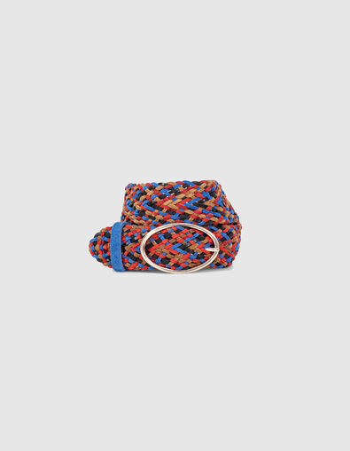 I.Code cobalt, black, fawn and red woven suede belt - I.CODE