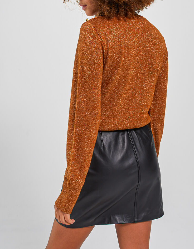 I.Code fawn glittery knit sweater, flocked velvet slogan-3