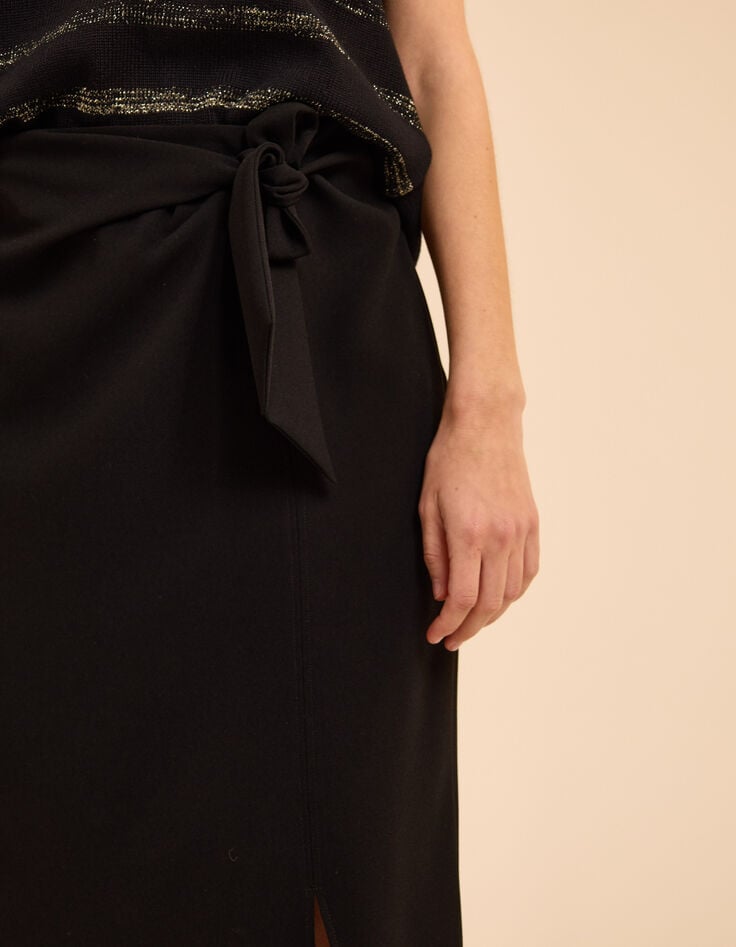 I.Code black split midi skirt with side bow-5 I.Code black split midi skirt with side bow-5