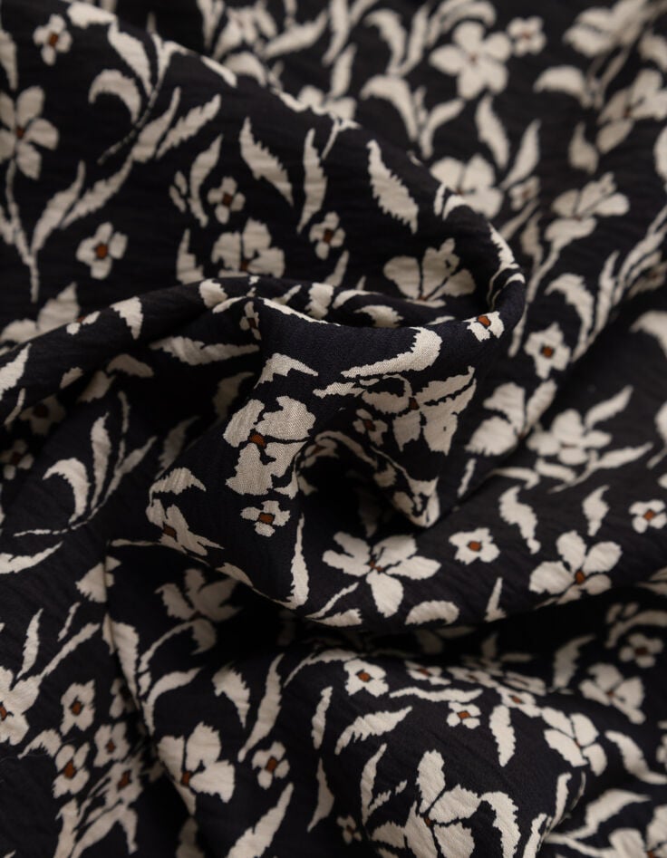 Zwarte blouse orchideeënprint I.Code-9 Zwarte blouse orchideeënprint I.Code-9