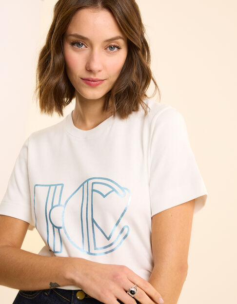 Tee-shirt manches courtes blanc maxi monogramme I.Code