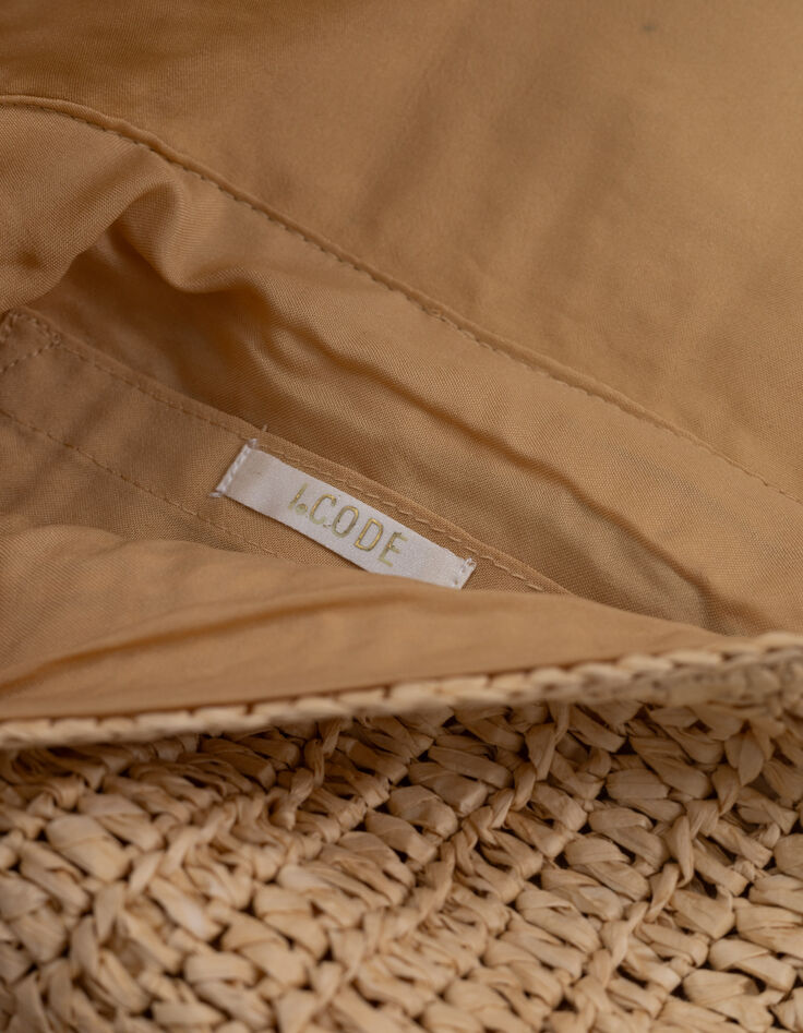 Beige Handtasche aus geflochtenem Papierstroh I.Code-7