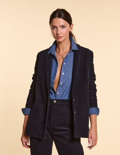 Marineblaue Kordanzugjacke I.Code