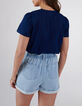 I.Code indigo striped jacquard blouse-3
