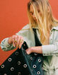 Schwarzes Leder Hobo Tasche maxi &Ouml;sen Design Gr&ouml;&szlig;e L Damen-2