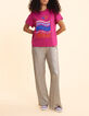T-shirt rose message, rayures, c&oelig;urs I.Code-3