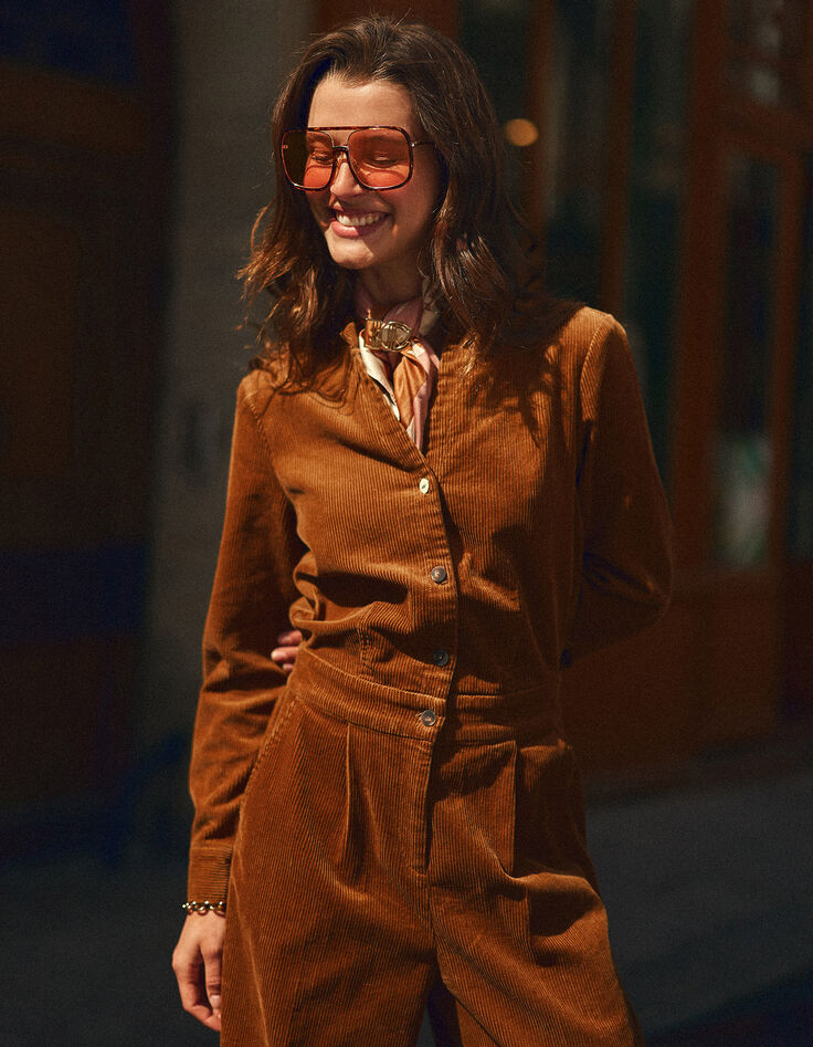 I.Code camel corduroy jumpsuit-7