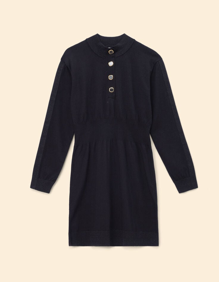 Robe manches longues noire tricot détails lurex I.Code-6 Robe manches longues noire tricot détails lurex I.Code-6