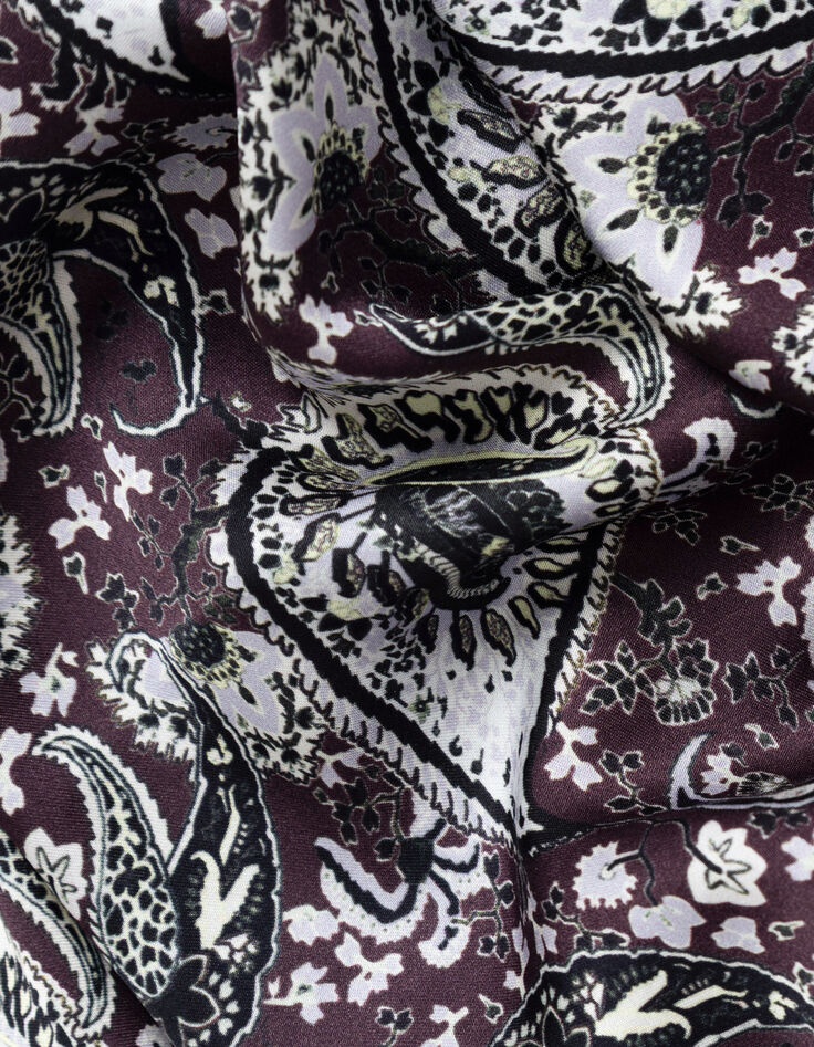 Asymmetrischer langer Rock mit bordeauxfarbenem Paisleymuster Damen-10
