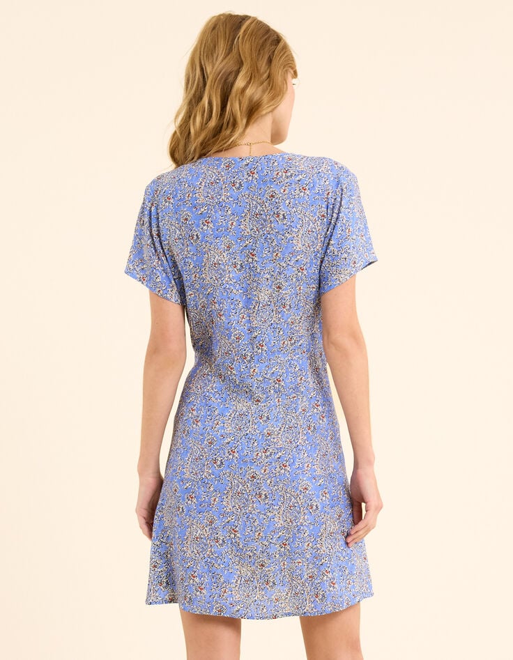 Robe portefeuille bleue imprimé cachemire floral I.Code-4 Robe portefeuille bleue imprimé cachemire floral I.Code-4