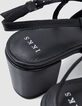 Damen schwarz Leder &Ouml;se Slingback Pumps-6