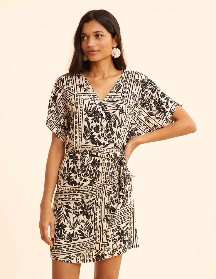 Robe écrue imprimé bandana végétal I.Code-3