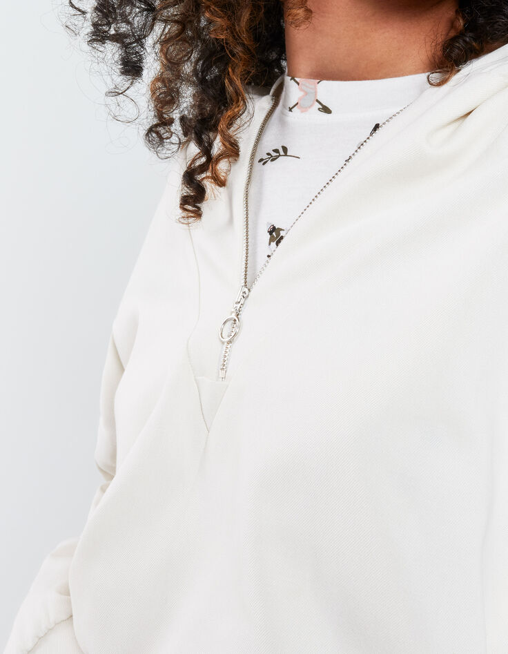 Gebroken witte blouse met rits en kap I.Code-3