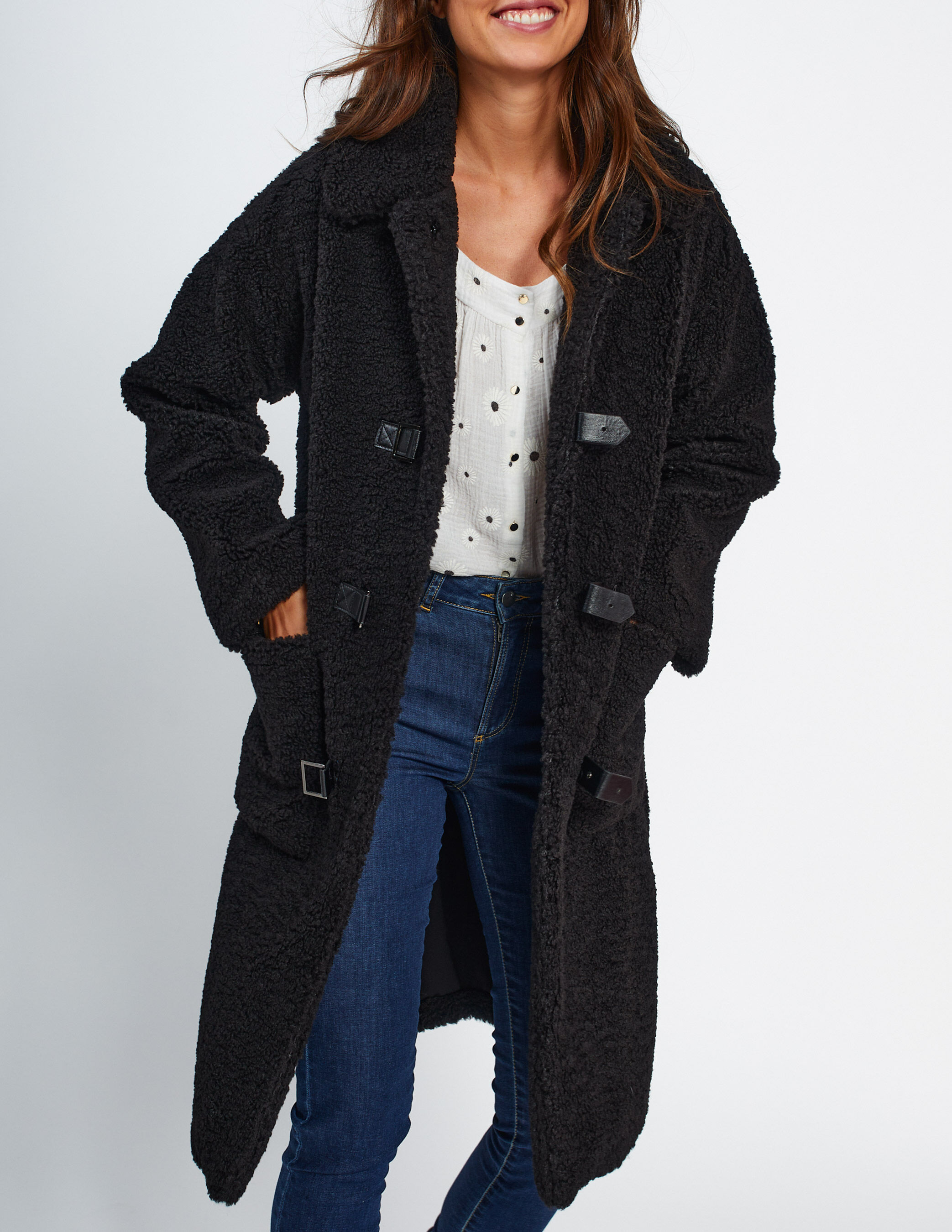 Manteau sherpa noir femme 2025