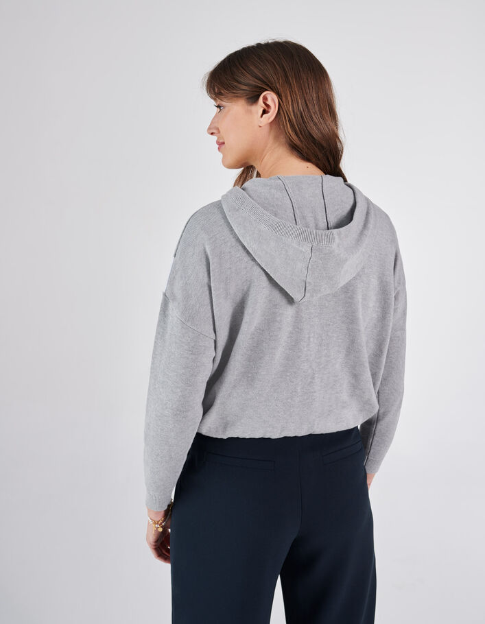 I.Code grey knit XL chevron hooded cardigan - I.CODE
