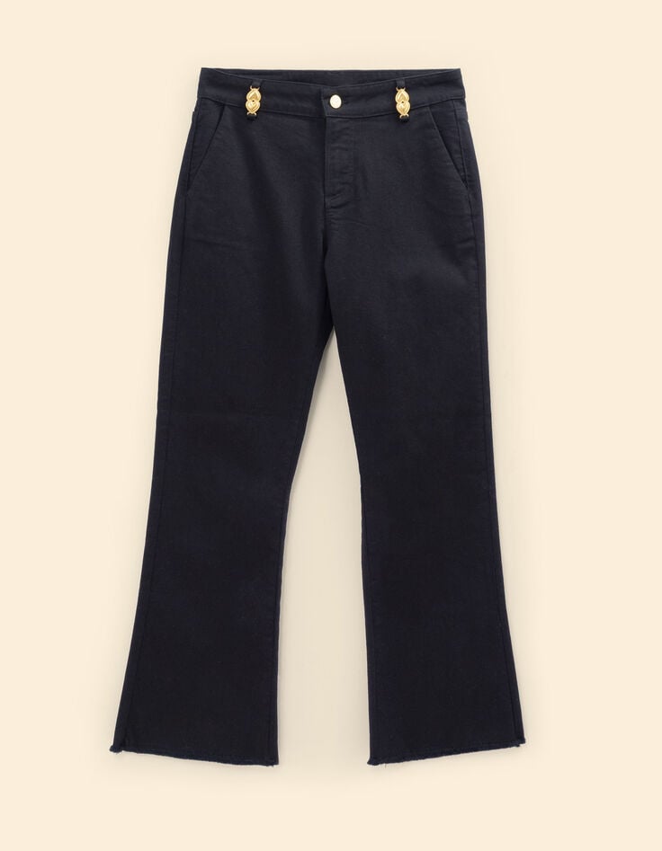 Schwarze Flare-Jeans Cropped doppelte Herzform Jessica I.Code-6 Schwarze Flare-Jeans Cropped doppelte Herzform Jessica I.Code-6