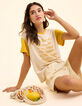 Tee-shirt écru manches jaune à message I.Code-1