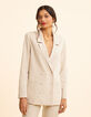 Chaqueta de traje con estampado de rayas de lúrex en color crudo I.Code-3