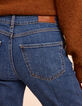 Flared blue cropped jeans fringed bottoms I.Code-7