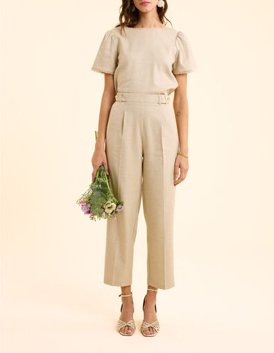 I.Code gold beige suit trousers