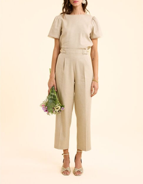 I.Code gold beige suit trousers