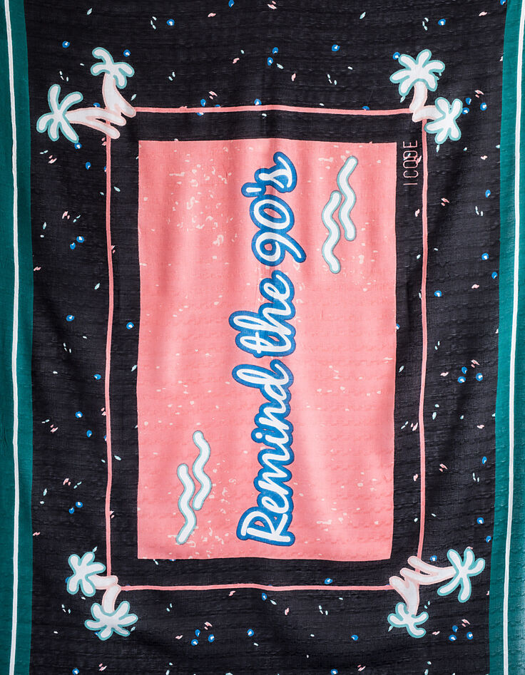 Schwarzer Schal mit Neonprint Remind the 90's I.Code-2