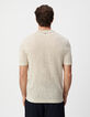 Beiges Herrenpoloshirt, Lochstrick-3