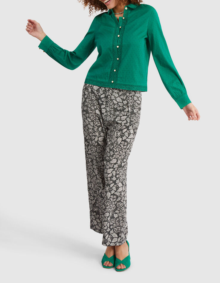 Chemise vert prairie jacquard et broderie I.Code -6 Chemise vert prairie jacquard et broderie I.Code -6