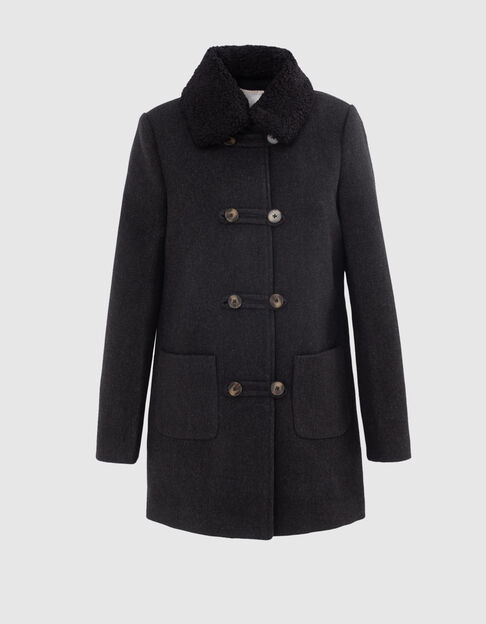 I.Code black duffle coat-style coat - I.CODE
